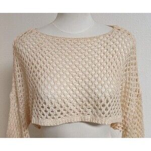 NEW Women's ALTAR'd STATE Cropped Crocheted Long Sleeve Top Small $49.95